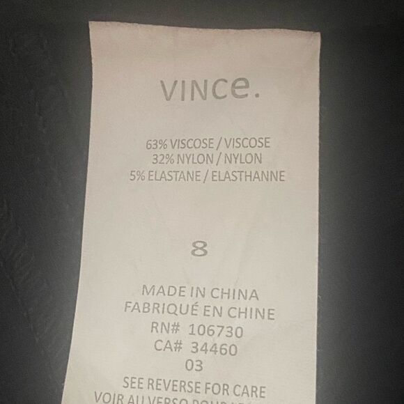 VINCE Black Stretch Casual Pants with Skinny Leg and Zip Pockets. Size 8. - Picture 8 of 8